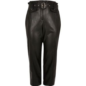 faux leather paperbag trousers